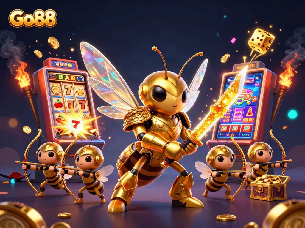 Experience thrilling action with Go88's vibrant casino scene showcasing dynamic slot games and rich visual effects.