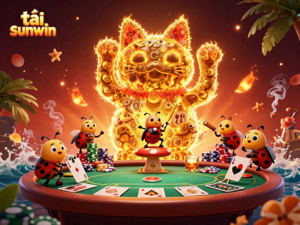 Engage in thrilling gameplay with tải sunwin as you encounter vibrant casino symbols and a lucky cat!
