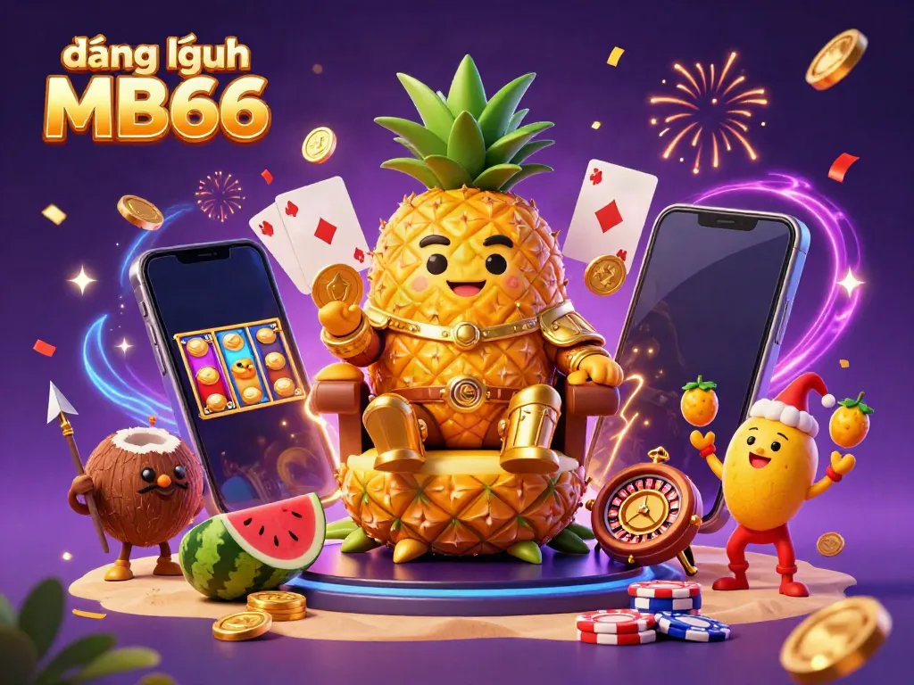 Play slots and win big with đăng nhập MB66 in this vibrant beach casino scene featuring fun characters.
