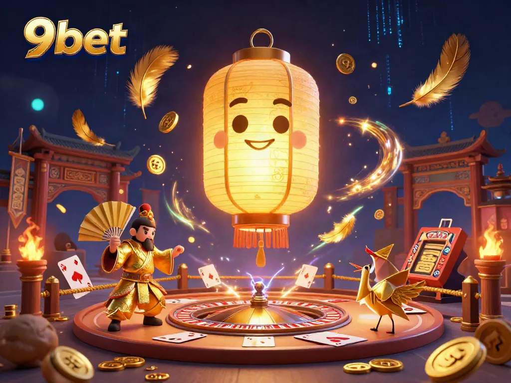 9bet live casino illustration with vibrant characters, roulette, and gaming elements