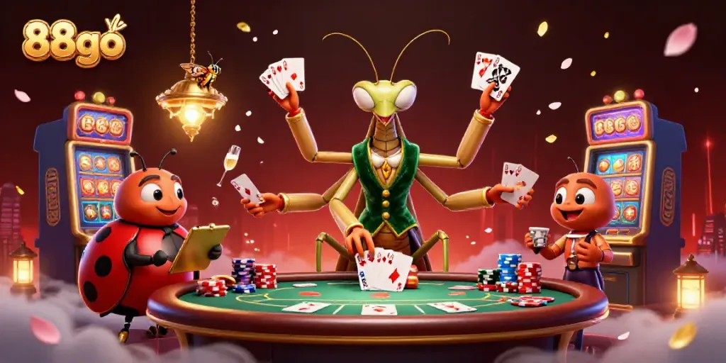 Experience 88go's thrilling casino atmosphere with vibrant characters and engaging game elements.