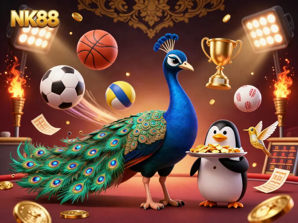 Engage in thrilling betting experiences at NK88, featuring dynamic casino elements and vibrant characters.