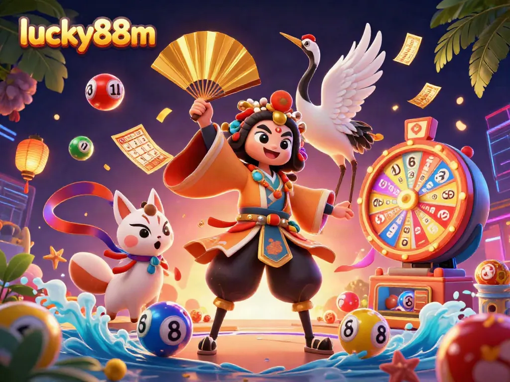 Engage in thrilling gameplay at lucky88m with dynamic lottery balls and vibrant casino elements showcased.