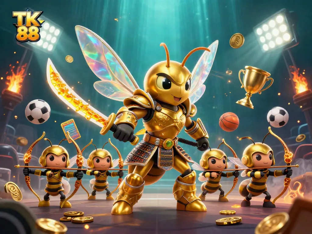Engage in thrilling gameplay at TK 88, featuring vibrant golden elements and dynamic sports visuals.