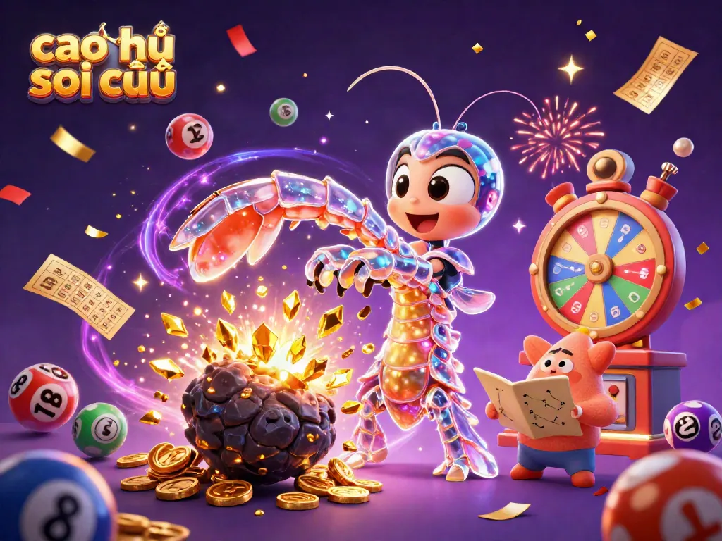 Engage in the thrilling experience of cao thủ soi cầu with colorful lottery balls and animated prize elements.