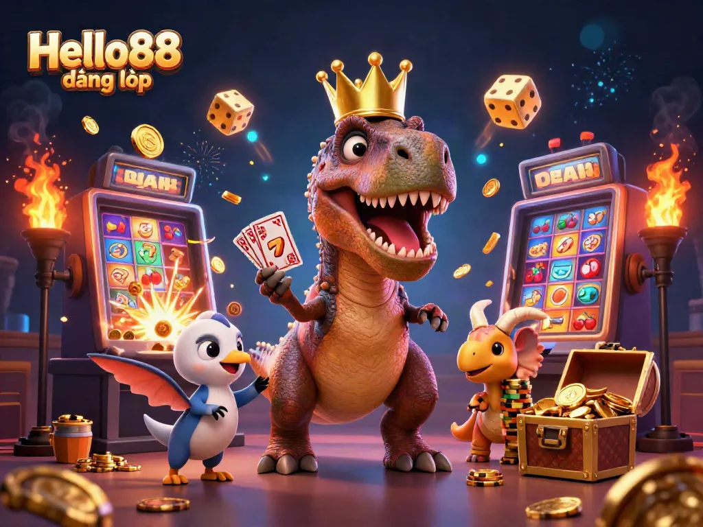 Experience winning at Hello88 đăng nhập with engaging 3D cartoon characters and a casino jackpot explosion.