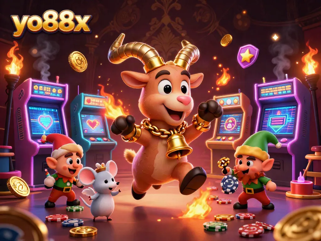 Experience thrilling gameplay at yo88x, as Krampus, a tiny angel mouse, and elf gremlins steal poker chips!