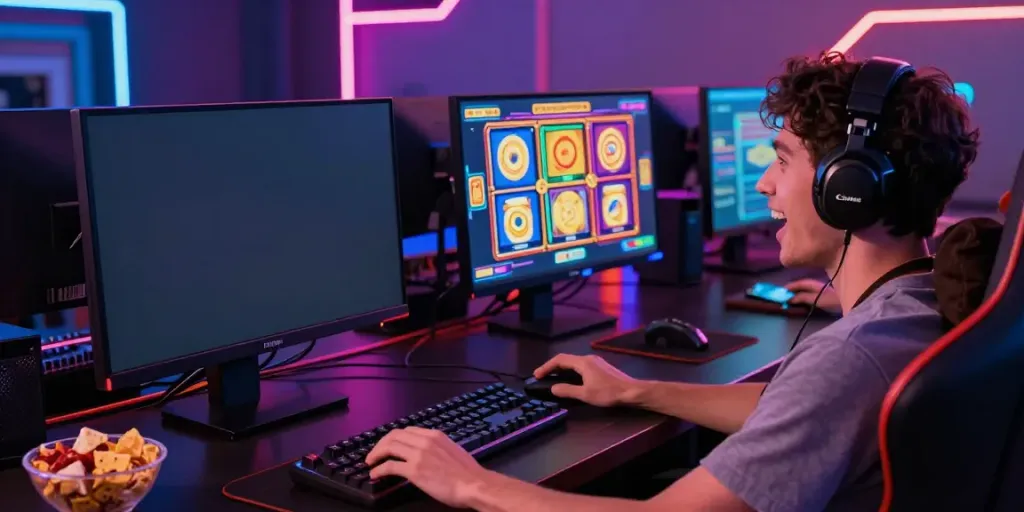 Engaging online gaming scene with slot gacor hari ini features and vibrant LED lighting.