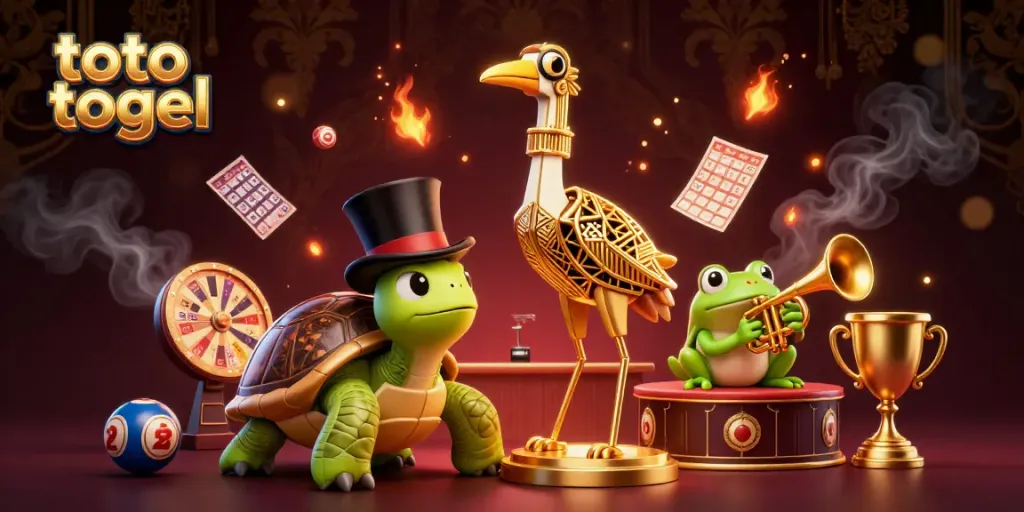 Engage with toto togel lottery dynamics featuring a vibrant 3D scene of whimsical characters