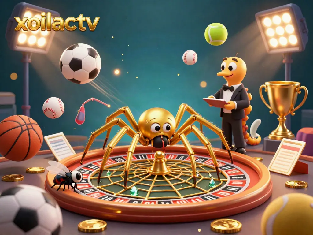 Experience the excitement of betting with xoilactv in this dynamic sports-themed illustration.