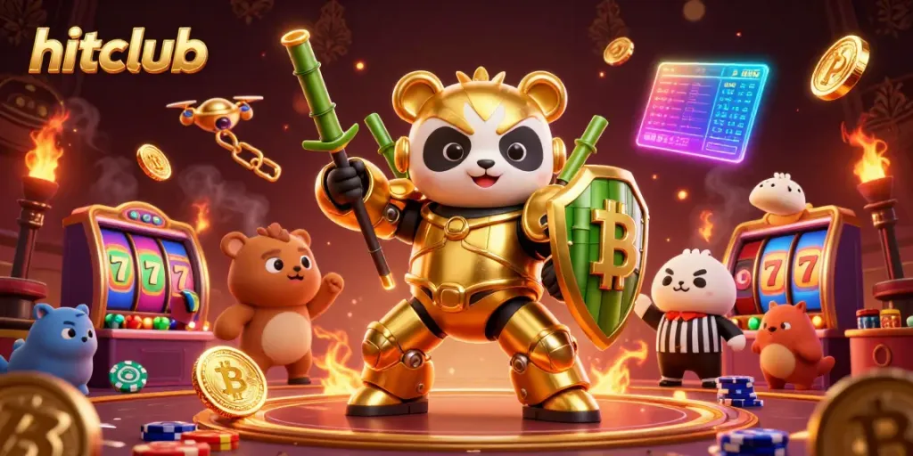 Hitclub showcases an exhilarating casino scene with anime-style characters and vibrant gaming elements.