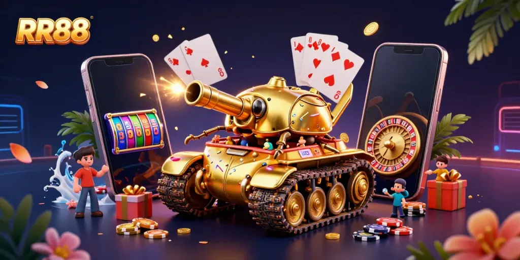 Engage in thrilling games at RR88's dazzling miniature casino experience.