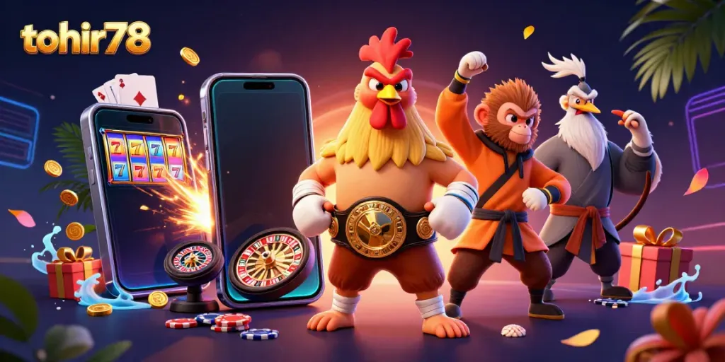Engage with tohir78 as vibrant cartoon characters celebrate gaming with rich slot visuals.