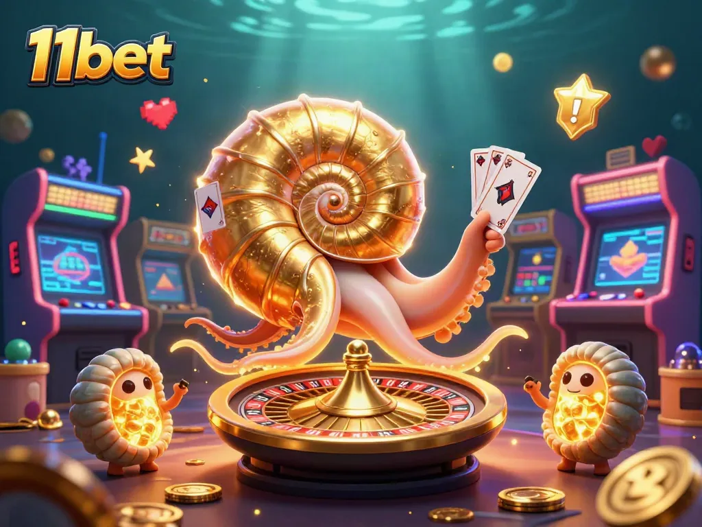 Engage in thrilling gaming adventures at 11bet with a vibrant 3D casino scene.
