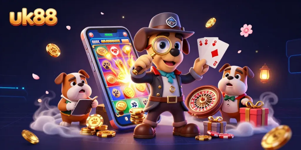 Engage in thrilling gameplay with uk88's dynamic casino adventure featuring slots and poker elements.