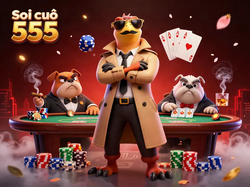 Experience the thrill of Soi cầu 555 as raptors attempt to enter a VIP casino, surrounded by poker action.