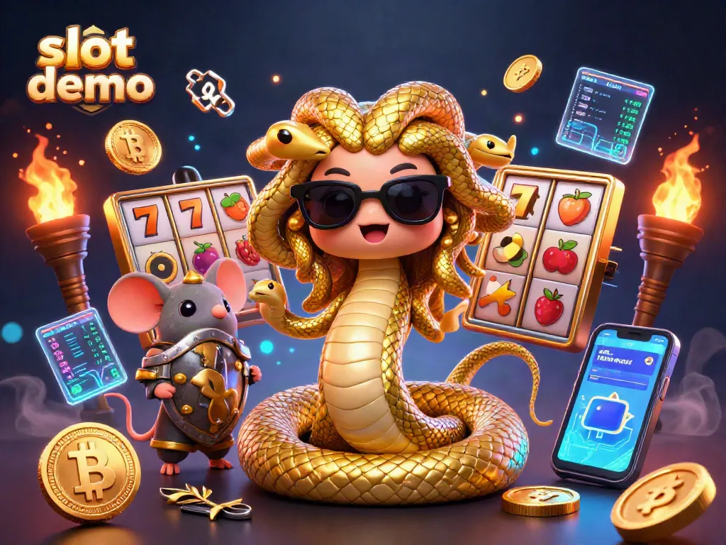 Experience immersive slot demo action featuring Medusa and a warrior mouse in a vibrant casino setting.
