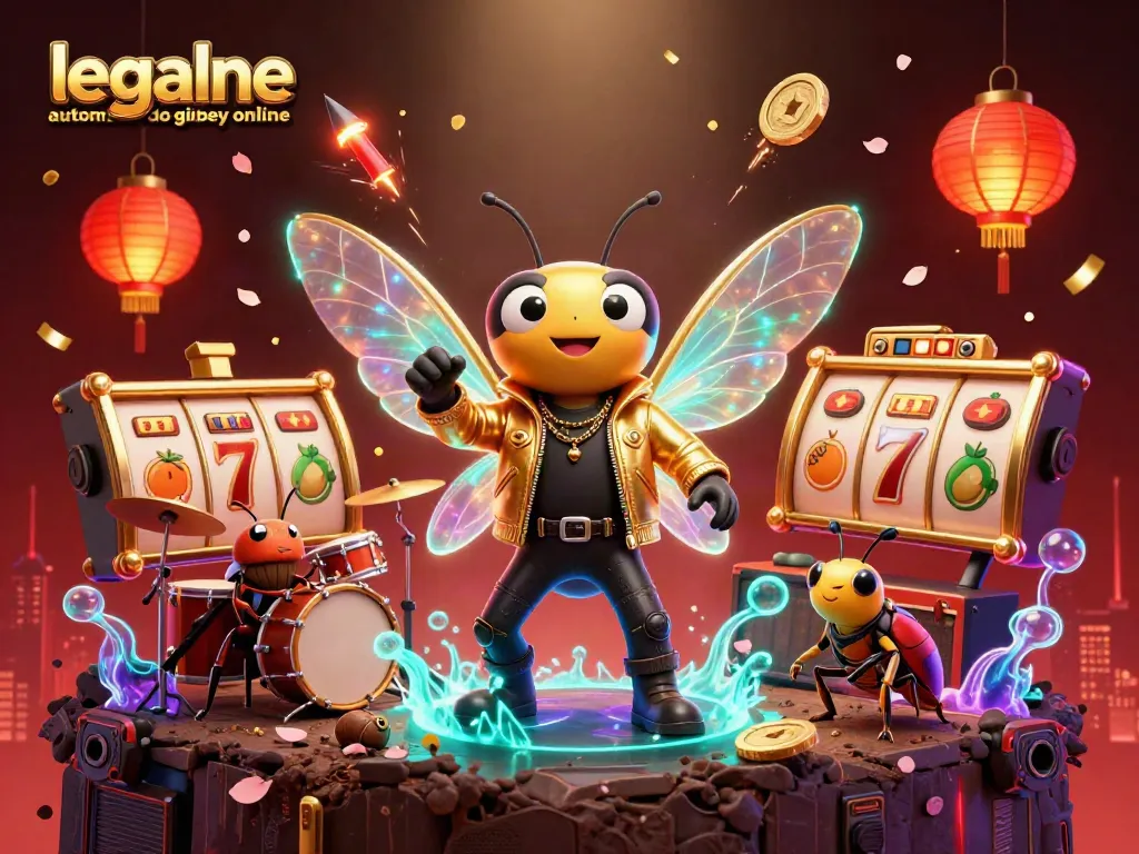Experience legalne automaty do gier online with a rock star theme featuring vibrant casino elements.