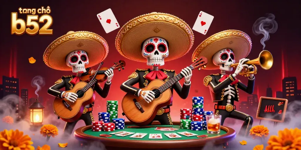 Experience vibrant gameplay at trang chủ b52 with festive mariachi musicians and casino elements.