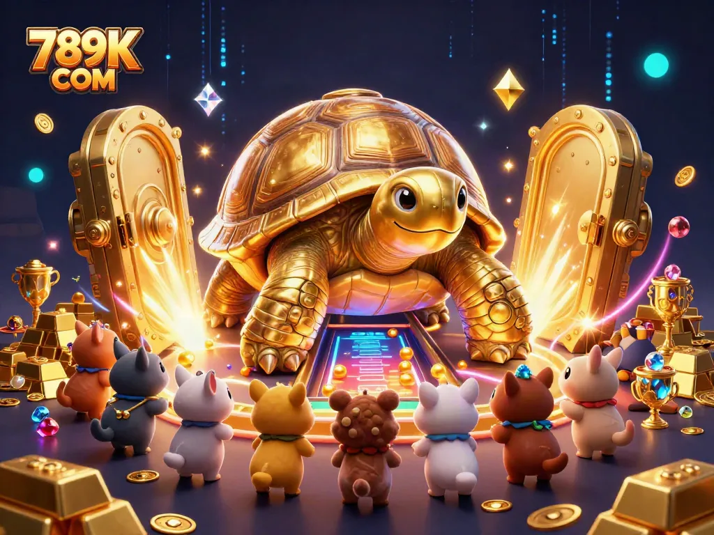 Play exciting games at 789K COM with a vibrant 3D casino scene filled with treasures!
