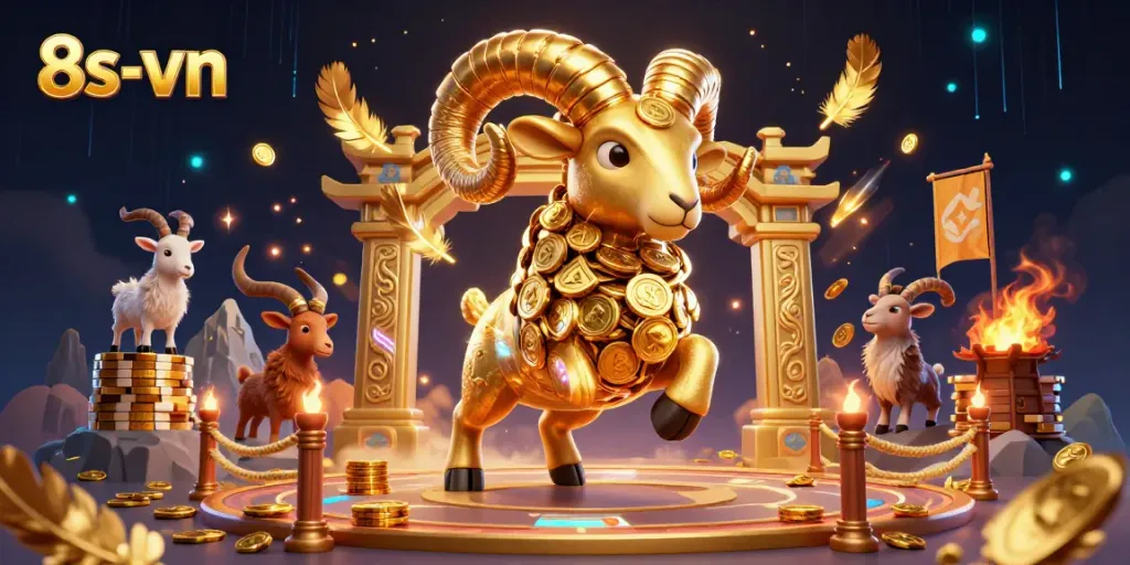 Win big in the 8s-vn casino world with the charging golden ram and spectacular game elements.