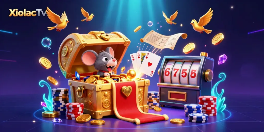 Engage with XoilacTv in a dynamic gambling scene filled with golden treasures and winning strategies.