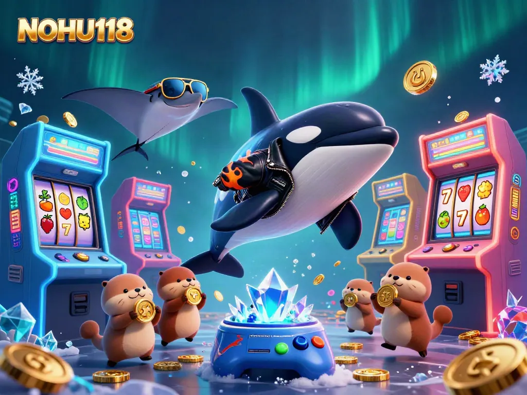 Join the excitement with NOHU118 as the orca whale jumps through colorful casinos filled with treasures!