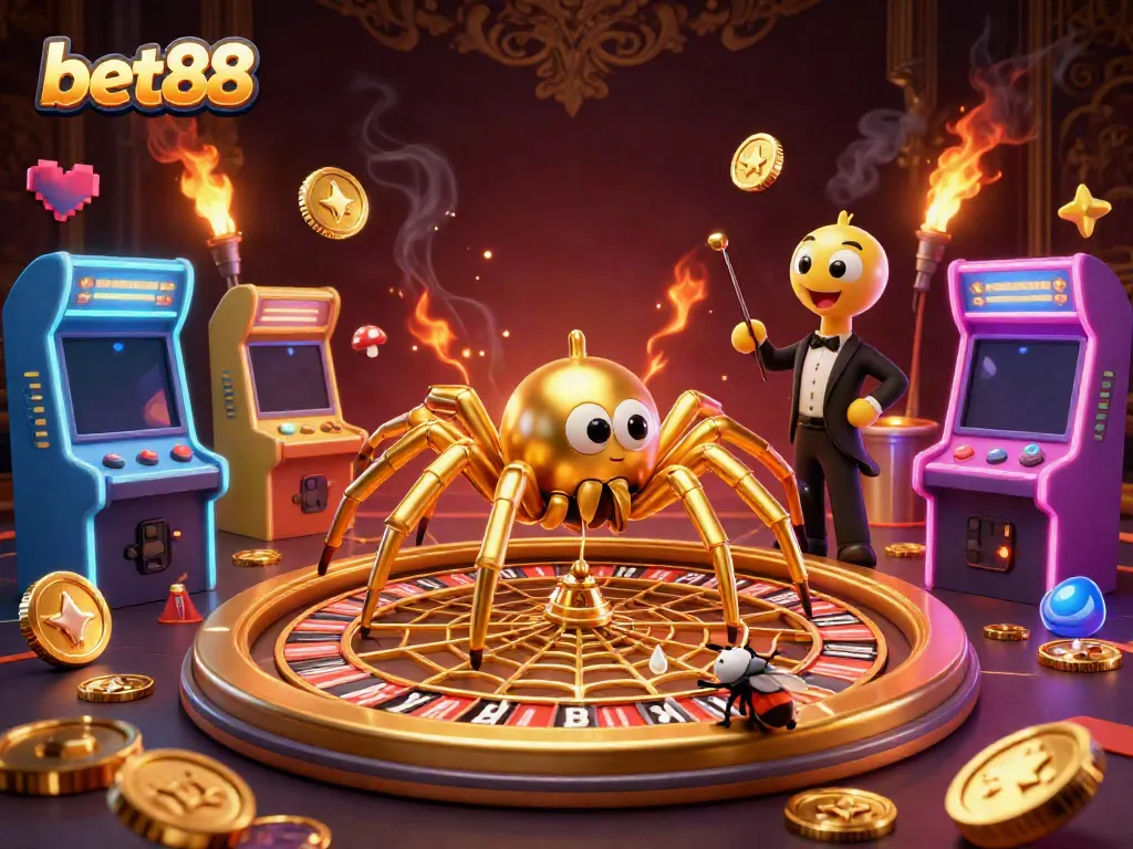 Engage with captivating games at bet88, featuring vibrant 3D casino characters and elements.