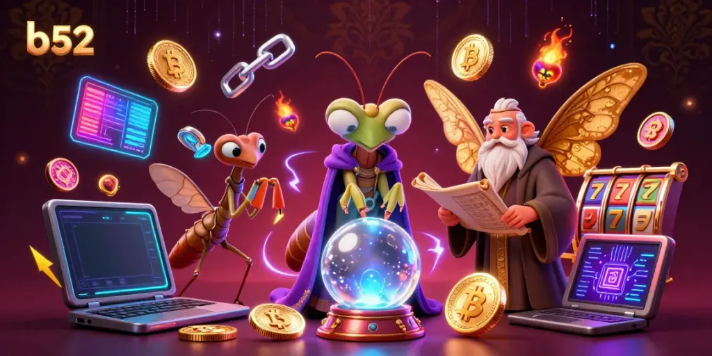 Engage with b52, a vibrant casino world showcasing 3D characters and thrilling jackpot elements.