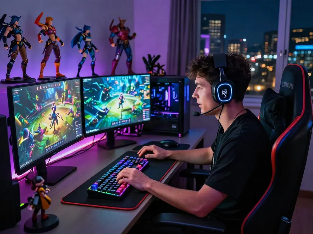 Engaging gamer focused on a gaming setup, representing the thrill around pecah 404.