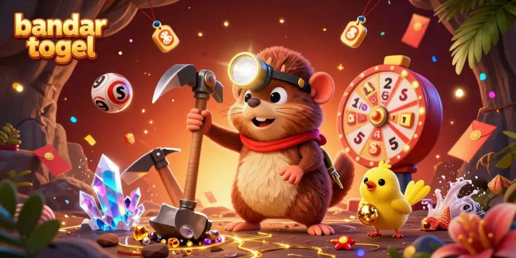 Gali dan menangkan dengan bandar togel dalam ilustrasi kasino yang penuh warna dan detail