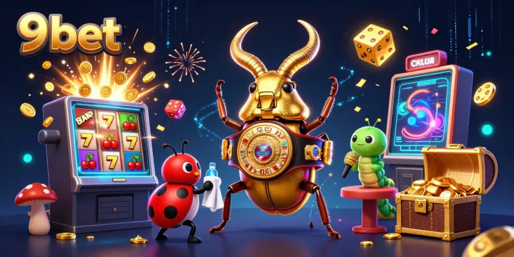 Experience the thrill of 9 bet with a captivating dynamic casino scene, showcasing vibrant characters and energetic gaming elements.