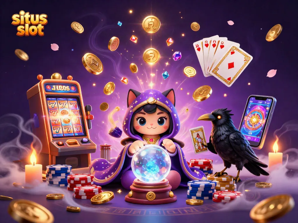 Win big on situs slot with a mystical cat, raven, and captivating slot elements all around.