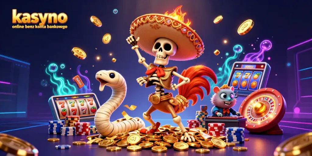 Experience winning spins with kasyno online bez konta bankowego, featuring vibrant characters and dynamic casino elements.