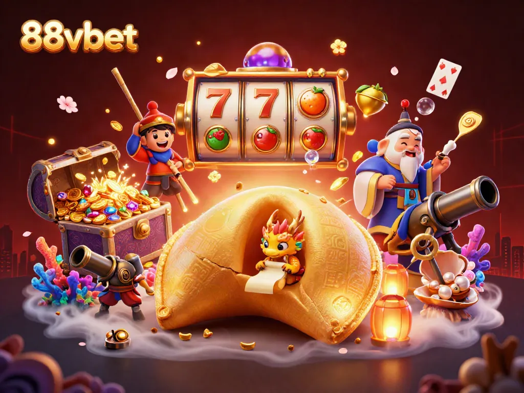 Win big with 88vbet in a dynamic scene featuring slots and a mystical dragon guide.