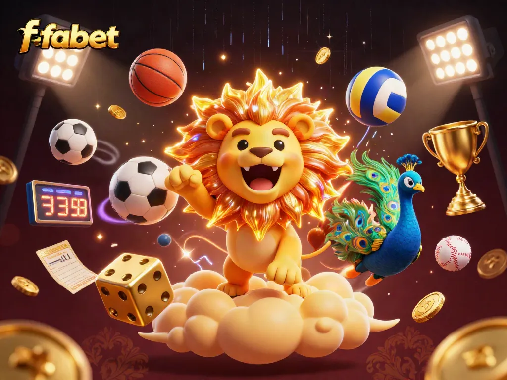 Engage with fabet's vibrant gaming experience amidst dynamic sports elements and golden trophies.
