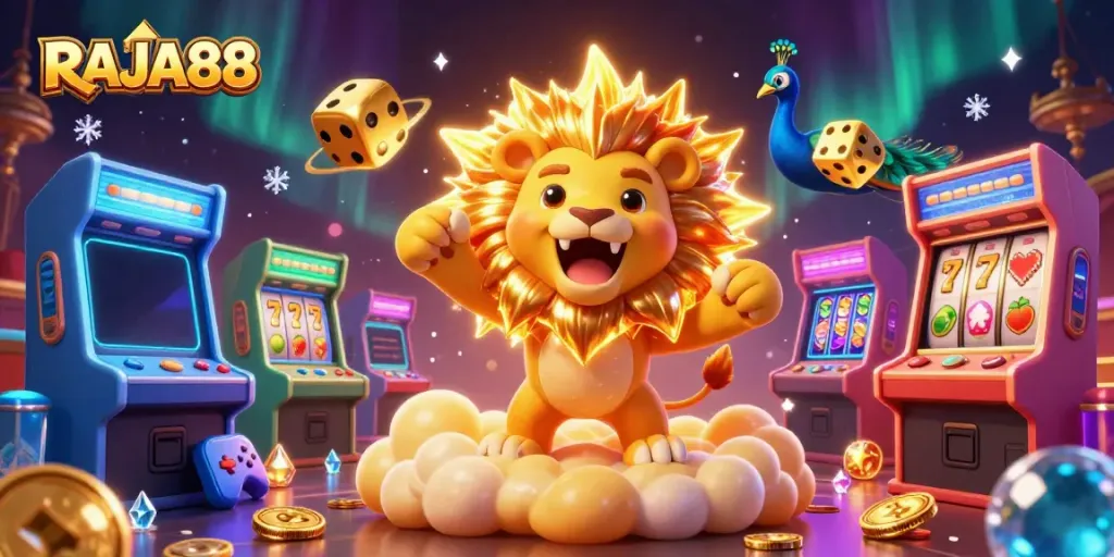 Engage in thrilling gameplay at RAJA88 with vibrant colors and dynamic gambling elements!