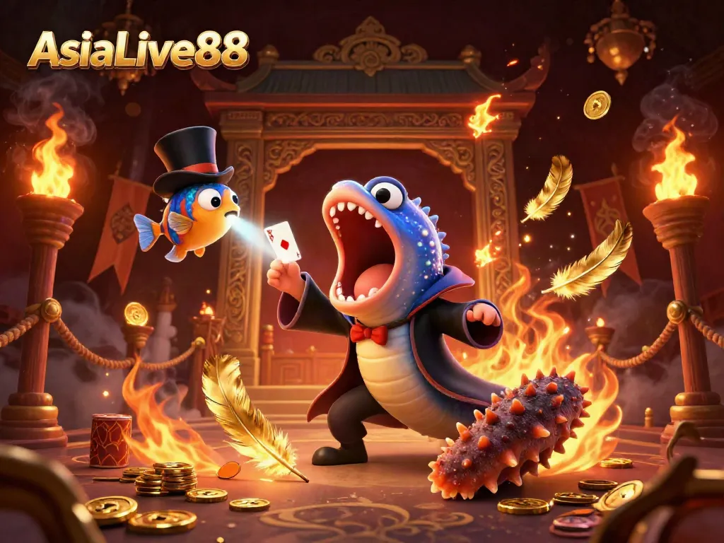 Experience thrilling wins at AsiaLive88 with a magician eel and friends in a vibrant casino magic scene.