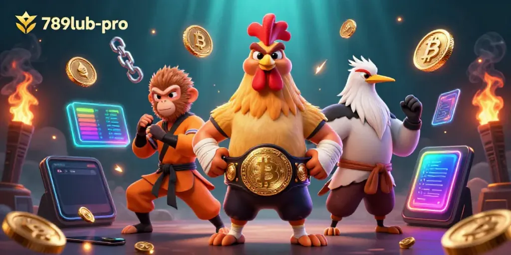 Experience the excitement of 789lub-pro with vibrant characters and crypto elements in a dynamic 3D casino scene.