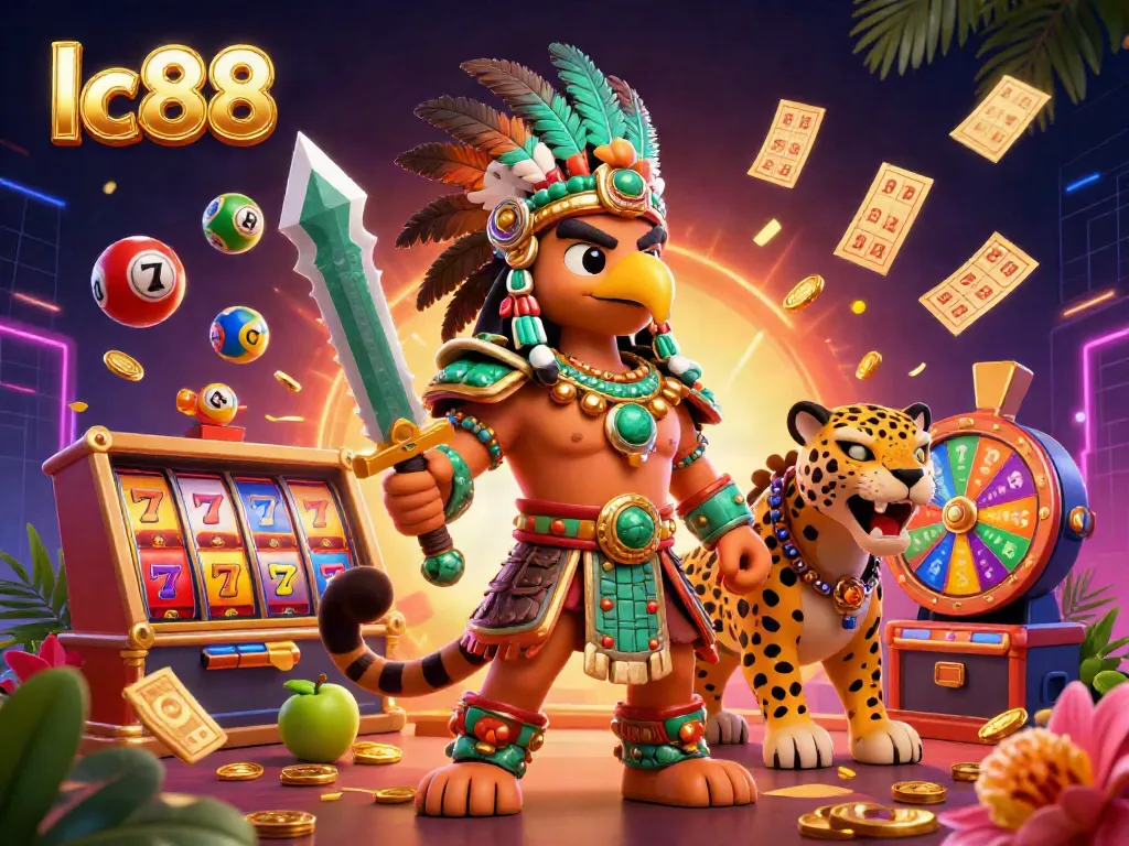 Engage with vibrant lc88-themed casino action featuring colorful slot reels and dynamic elements.