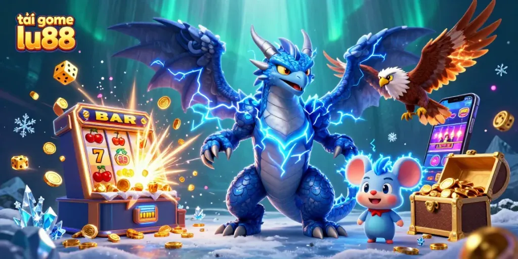 Experience thrilling gameplay with tải game lu88 in a vibrant 3D casino scene packed with action.