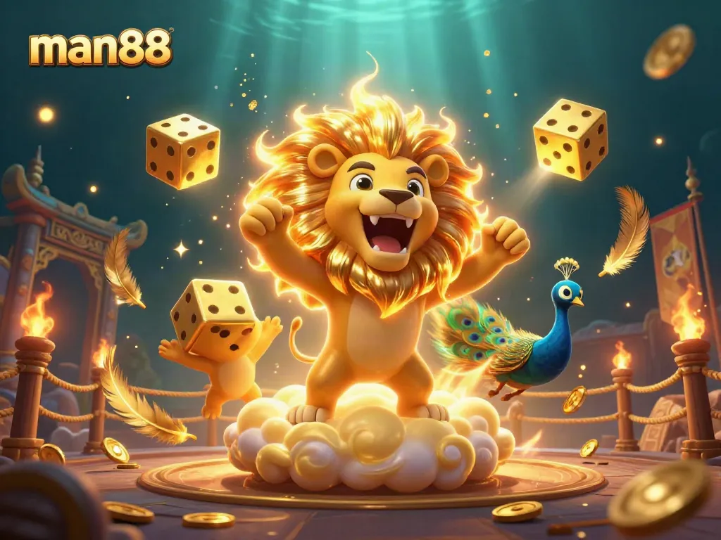 Experience exhilarating wins with man88 in this vibrant casino illustration featuring immersive elements.