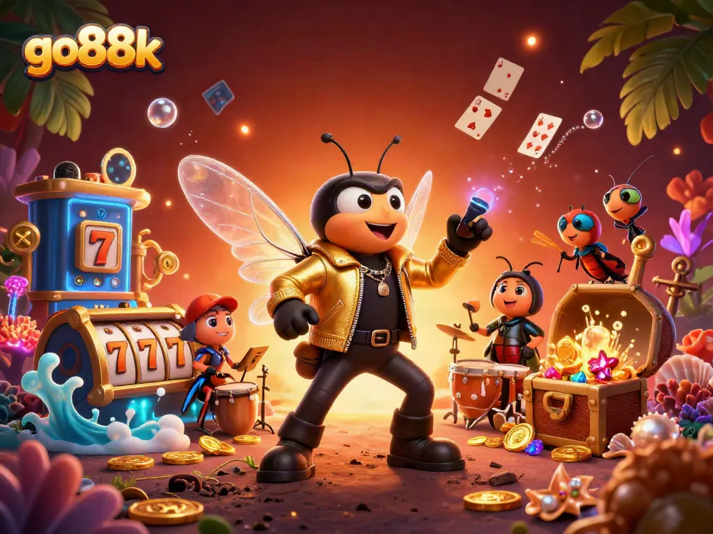 Experience exciting gaming at go88k with a vibrant casino-themed scene featuring fun characters and dynamic elements.